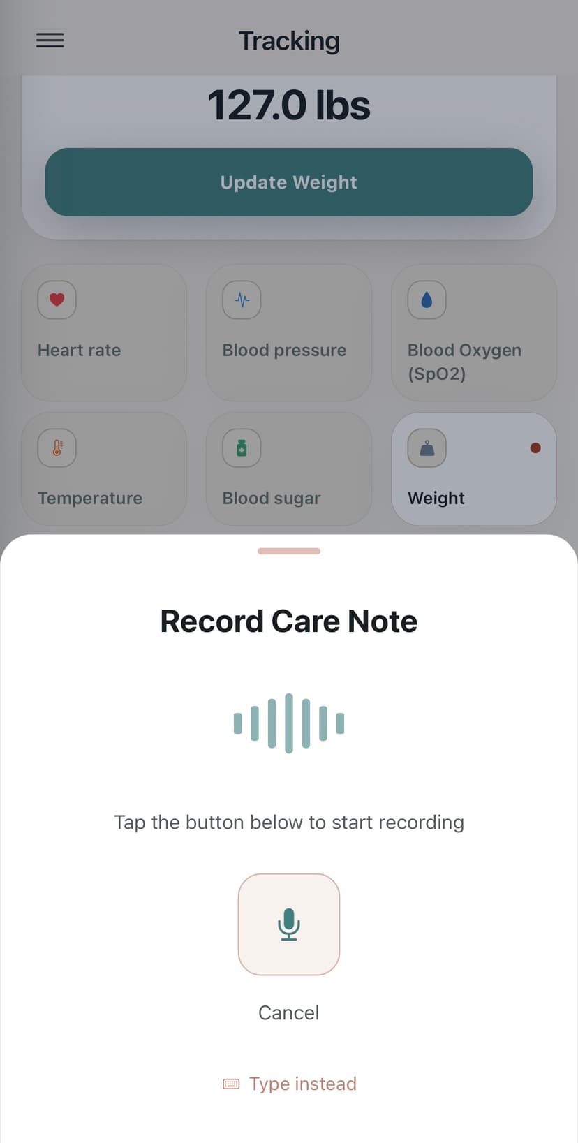 Voice recording interface